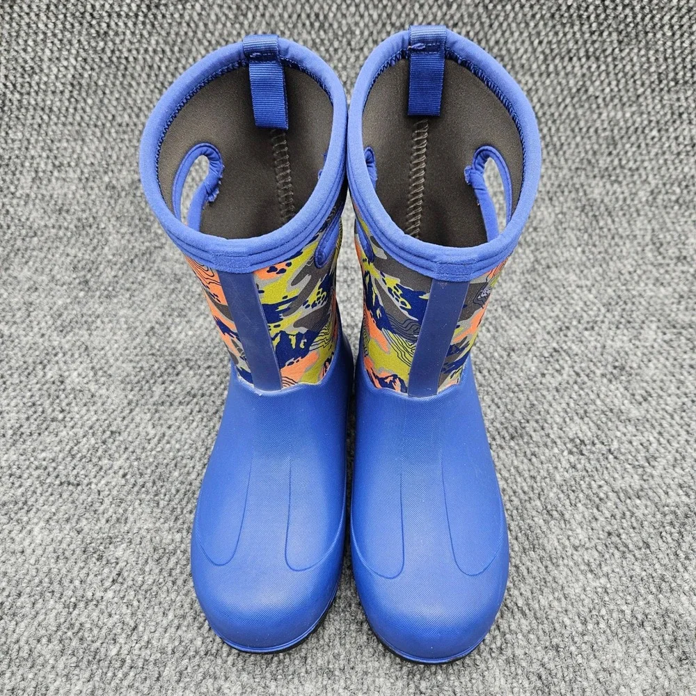 Bogs (Kids Youth 3) Blue Neo Classic Topo Waterproof Insulated Winter Rain Boots